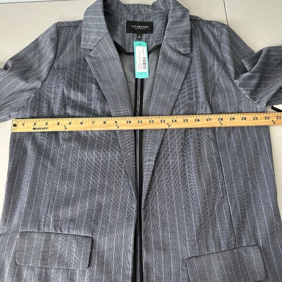 Liverpool Boyfriend Blazer Size 1X Princess Dart Navy Striped Open - Picture 9 of 11